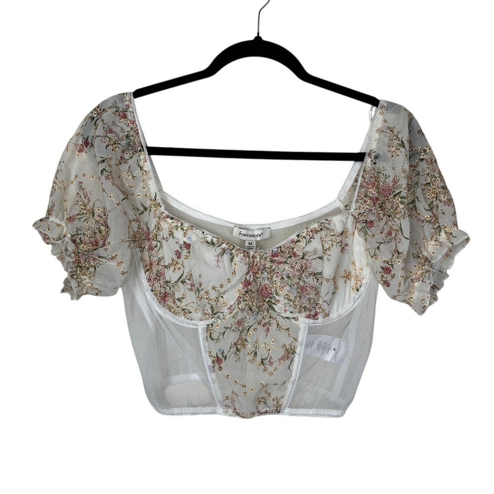NEW Francesca's‎ Anna Floral Corset Top Size M Regency Wedding Bridal Dainty Ren - Picture 2 of 14